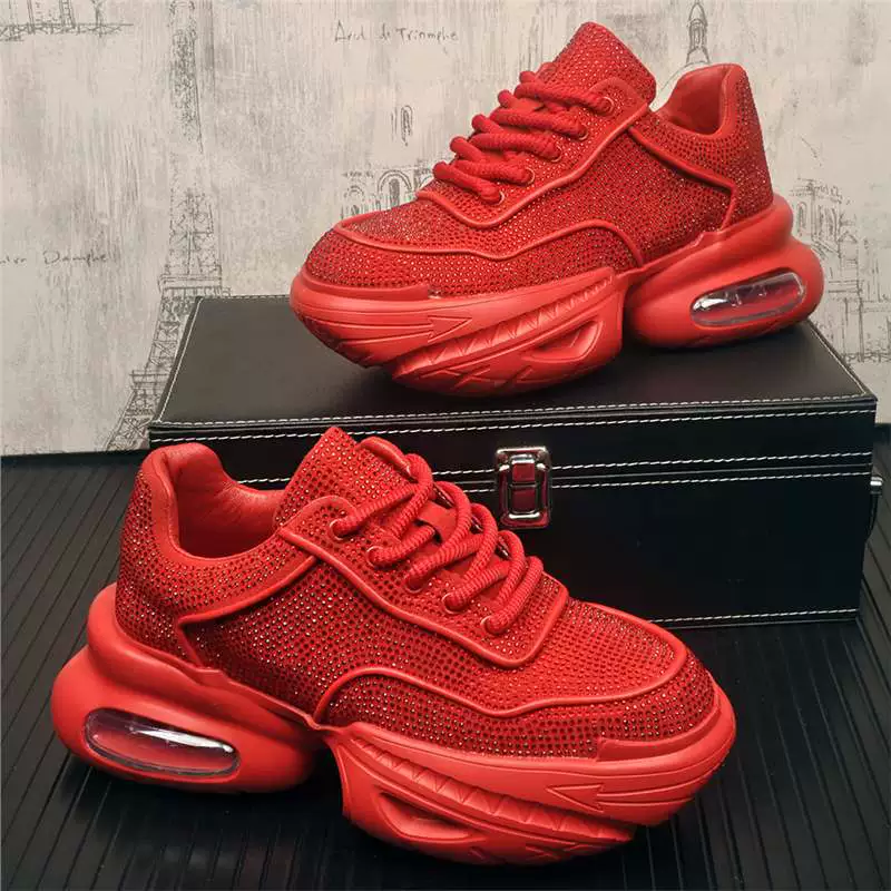 2025 новые стильные мужские туфли для папы на толстой подошве со стразами, амортизирующие туфли для папы на шнуровке, модная модная повседневная обувь, легкая роскошная мужская обувь