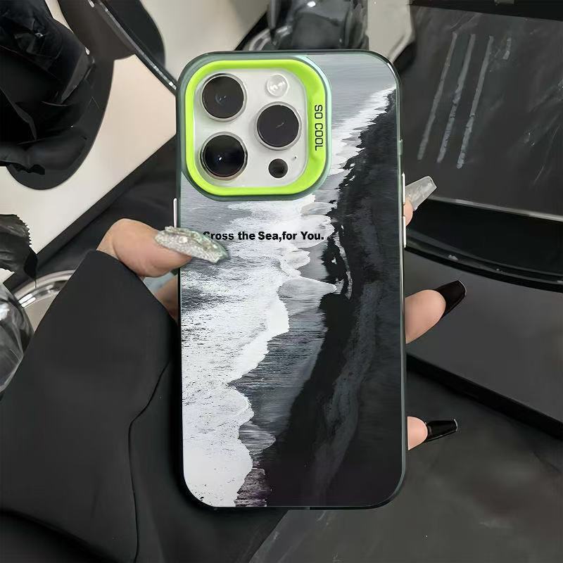 El nuevo viento negro es adecuado para la caja del teléfono móvil iphone16 Apple 15promax/14 anti-caída 13pro12 Europa y América