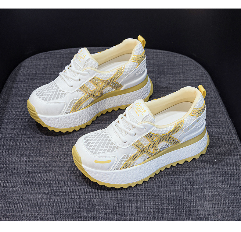 Giày sneaker nữ đế dày lưới thoáng khí phong cách thể thao — Xám 5073, Mơ 5073, Vàng 5073 chi tiết 23