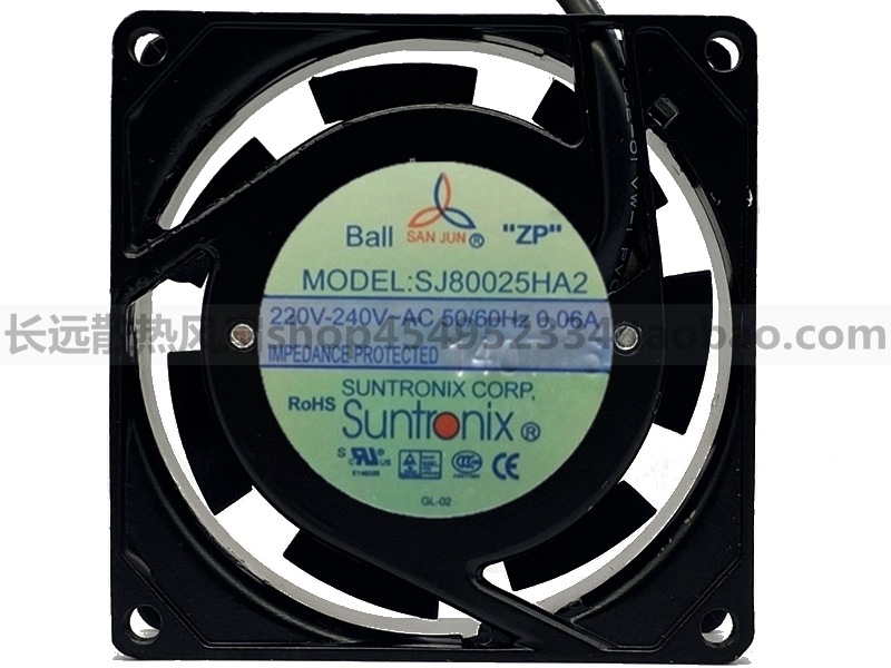 全新三巨 8025 AC220V滚珠风扇 8厘米 220V交流风扇 SJ80025HA2