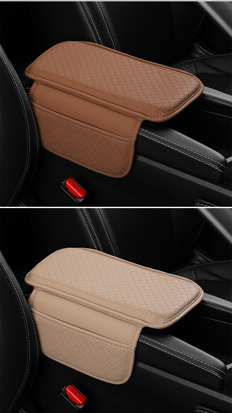 Car Armrest Box Heightening Pad, Anti-Slip Car Armrest Protective Pad, Multi-Functional Storage Bag, Leather Breathable Protective Pad