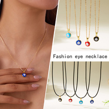 跨境eBay热销恶魔之眼蓝眼睛项链土耳其圆形眼睛吊坠卡脖链项链