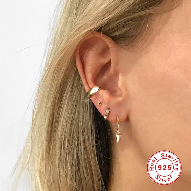 Transfronterizo para círculo llano 925 pendientes de plata esterlina de alto grado hebilla de oreja pendientes joyería al por mayor hembra