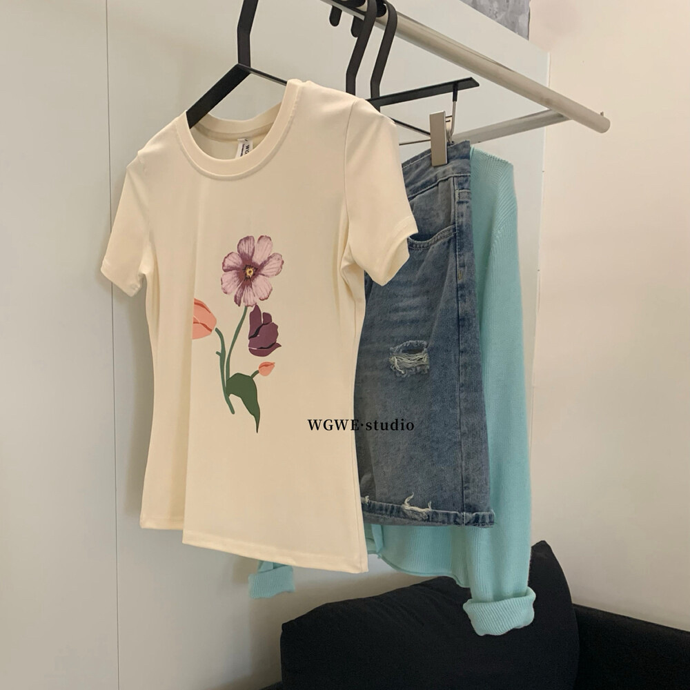 Summer fashionable design elegant short sleeve T-shirt