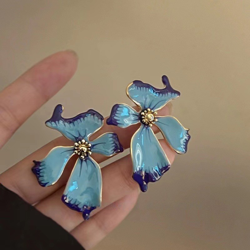 Pendientes de perlas de flores de diamantes con aguja de plata Pendientes de temperamento dulce de moda elegante francesa Pendientes de lujo ligero de alta gama mujeres