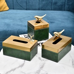 Light Luxury Style Leather Tissue Box Decorative Piece, European-Style Coffee Table Storage Box, American-Style Living Room Household Tissue Holder