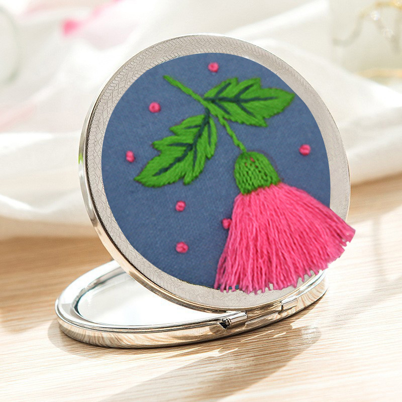 Bordado hecho a mano diy auto-bordado espejo cosmético paquete de material matar el tiempo de tela creativa Lu bordado espejo de mano de doble cara