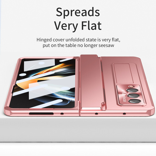 Suitable for Samsung Z fold5 mobile phone case flat hinge folding electroplated lens shell film integrated fold3 protective cover