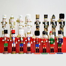 18CM创意彩色马卡龙黑金胡桃夹子人偶一套四个圣诞节摆件朋友送礼