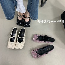 法式小香风蝴蝶结亮片玛丽珍鞋女2025新款百搭软底芭蕾舞单鞋女