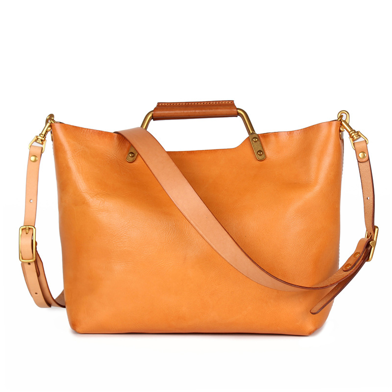 Layered Leather Handbag in Coffee