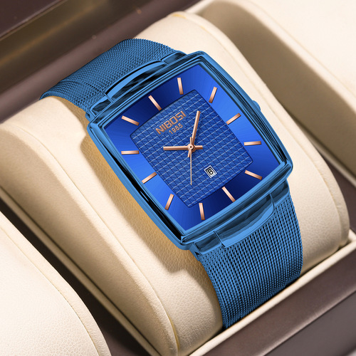 Original equipment manufacturer nibosi new men's watch casual square personalized mesh band watch water-resistant calendar student watch