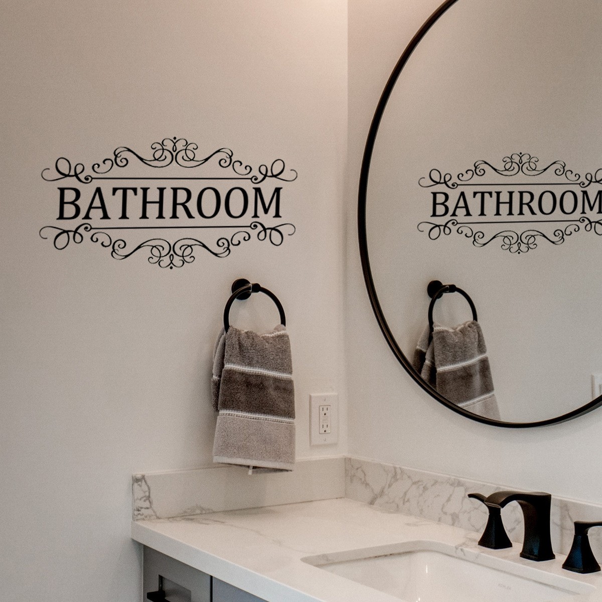 跨境墙贴英文标志Bathroom门贴卫生间装饰浴室标志贴纸墙纸pvc