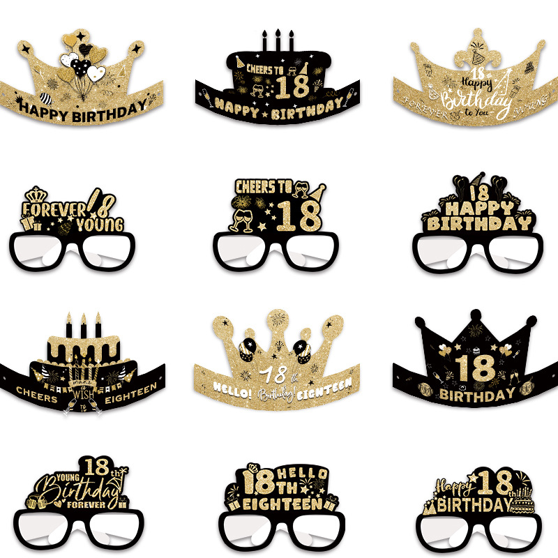 2024 transfronteriza nueva decoración de cumpleaños accesorios de la foto gafas de papel sombrero traje de fiesta suministros