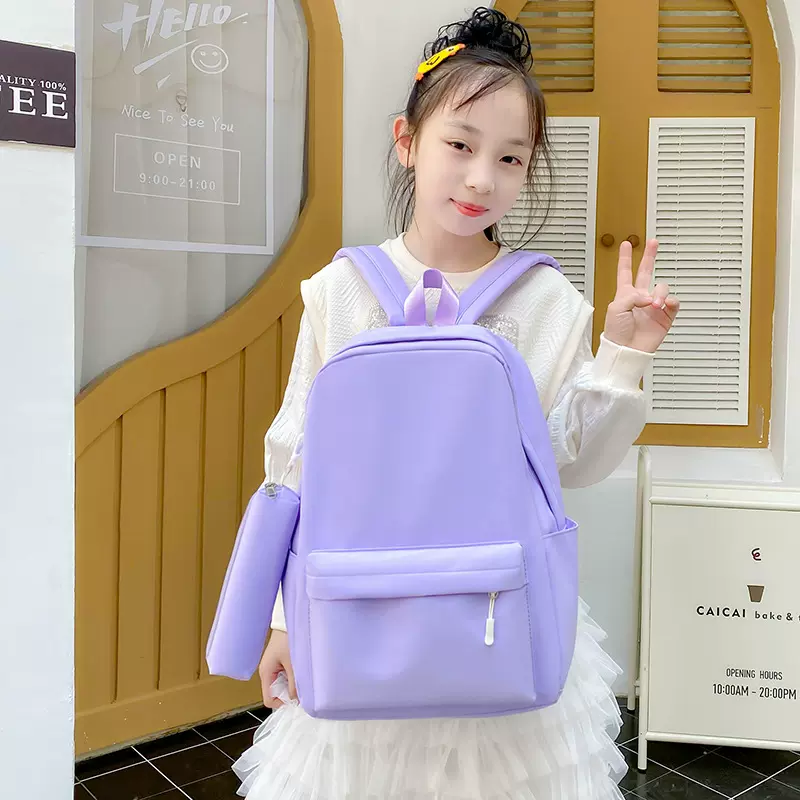 1-6年级儿童双肩包研学 小学生两件套笔袋书包轻便 机构印字背包