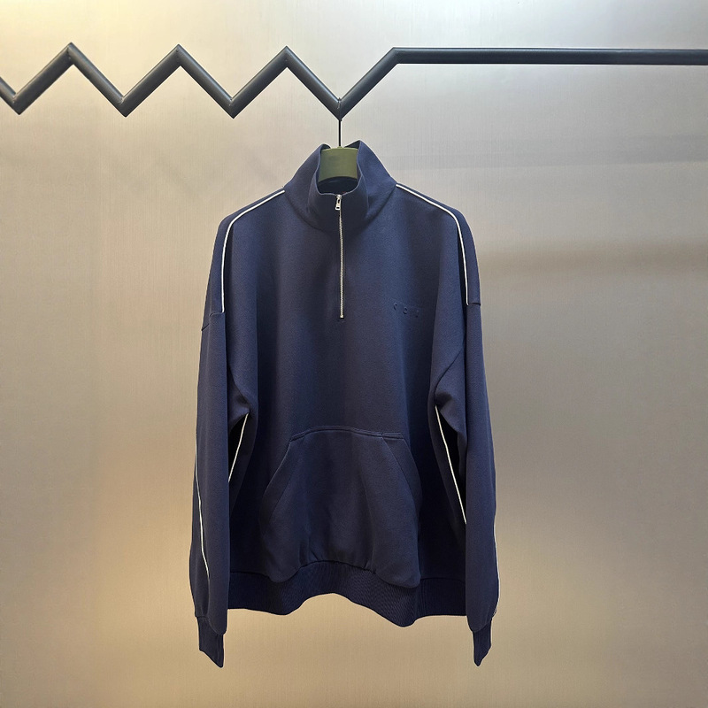 Ceiling Poison Home Brand In-Stock Gu Embossed Logo Half-High Collar Half-Zip Sweatshirt Simple and Stylish for Men