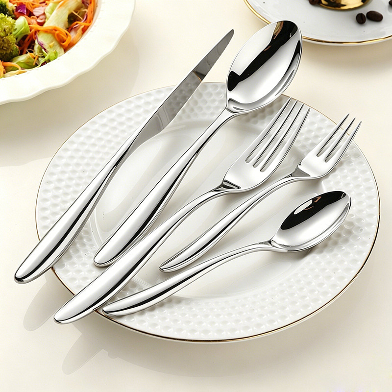 Creative Pointed-Tip Stainless Steel Western Cutlery Elegant Knife, Fork, and Spoon Set for Home and Hotel, Thickened Mirror-Finish Steak Knife Cutlery Creative Pointed-Tip Stainless Steel Western Cutlery Elegant Knife, Fork, and Spoon Set for Home and Hotel, Thickened Mirror-Finish Steak Knife Cutlery