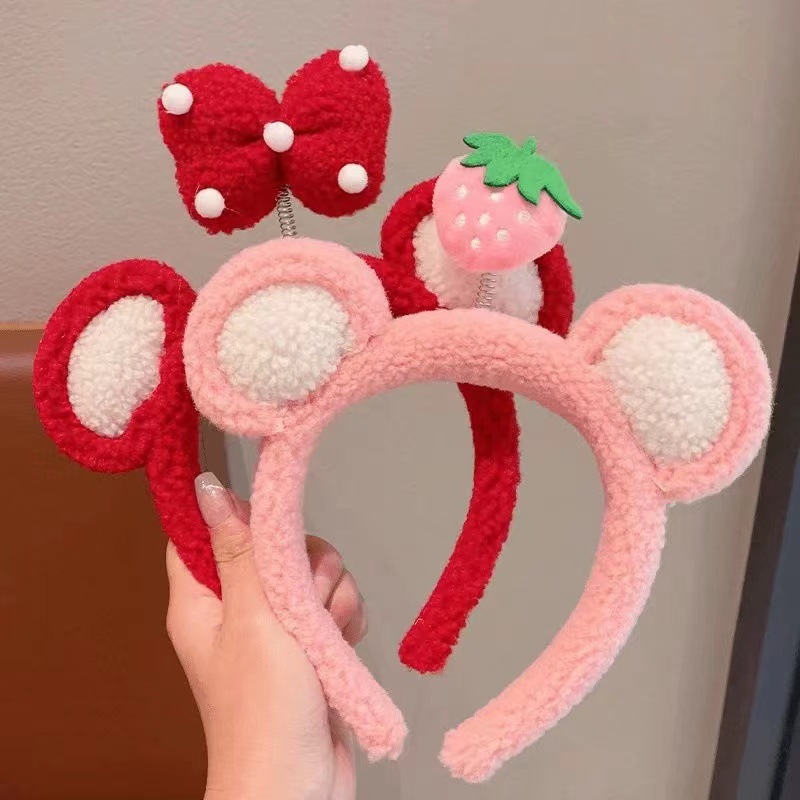 2024 otoño y invierno nuevo dulce tierna chica lavado facial maquillaje banda de pelo peluche correa de cabello fábrica al por mayor