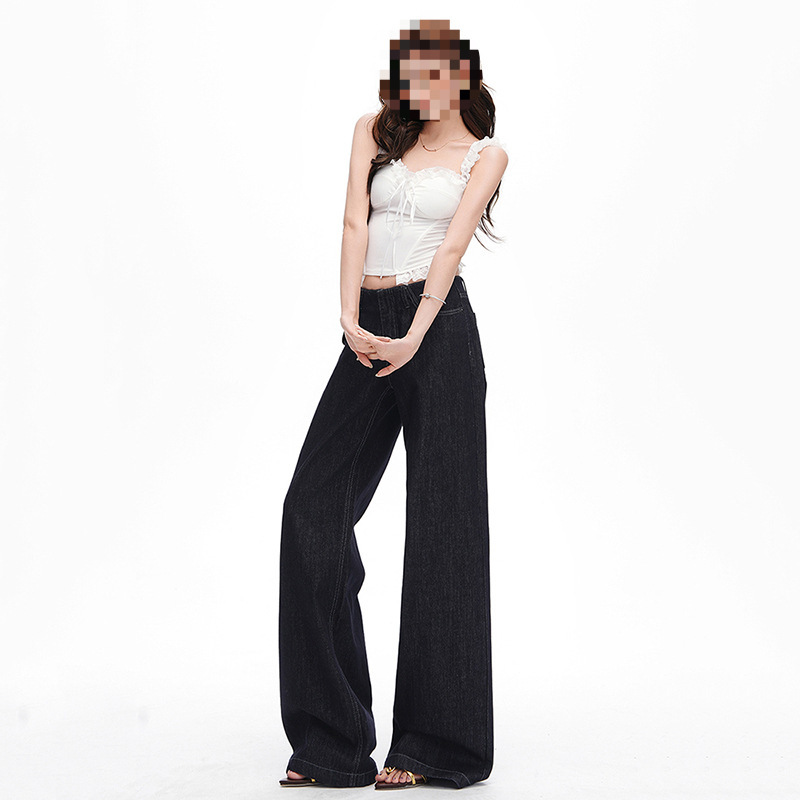 Original Color Unique Niche Women's Jeans 2026 Spring/Summer Casual Mid-Waist Straight Low-Waist Wide-Leg Flared Pants Pattern