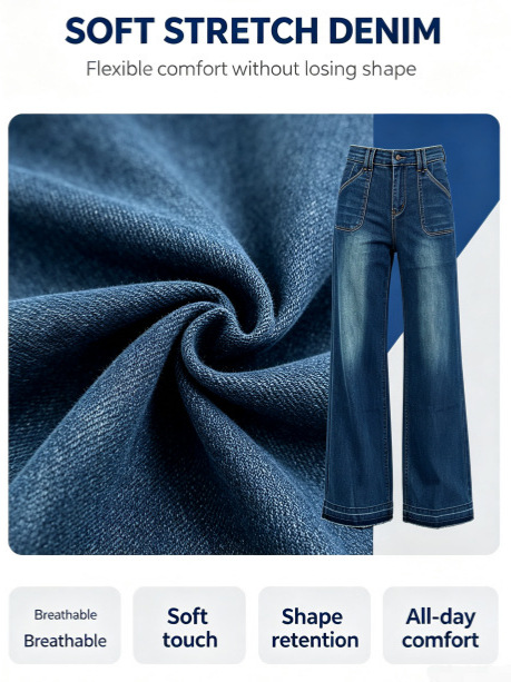 Jeans Acampanados para Mujer de Mezclilla Elástica, Tiro Alto, Elástico, para Uso Casual