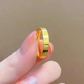 新款中国风小巧精致传承福字高级素圈小众设计轻奢钛钢不掉色戒指