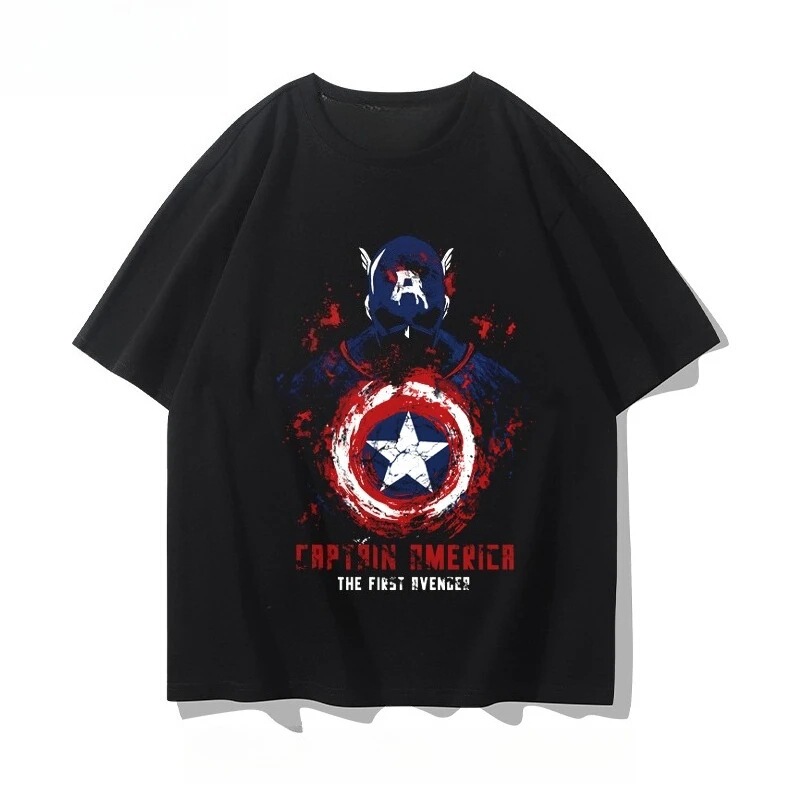 Anniversary T-Shirt: Avengers: Endgame Captain America Classic Short-Sleeve Heavyweight Cotton T-Shirt Anniversary T-Shirt: Avengers: Endgame Captain America Classic Short-Sleeve Heavyweight Cotton T-Shirt