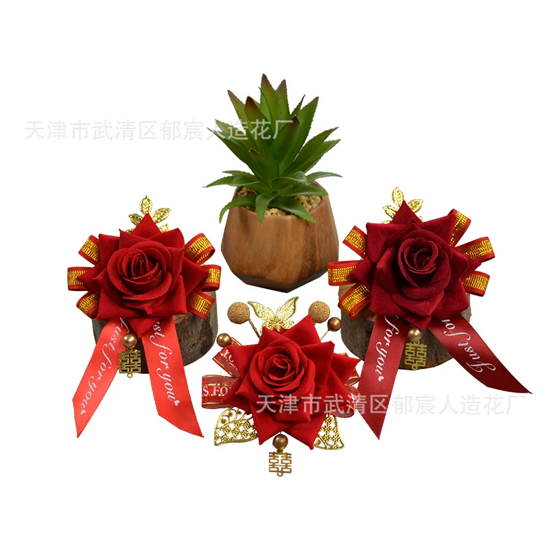  Velvet chest flower wholesale manufacturers supply ribbon Chinese wedding breasts Flower Mori bride bride and bride guest meeting
