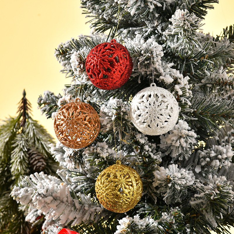 2026 puntos de venta transfronterizos explosivos colgantes de árbol de Navidad bolas de plástico de 6cm caja de PVC polvo de oro agujero bola de Navidad mayorista