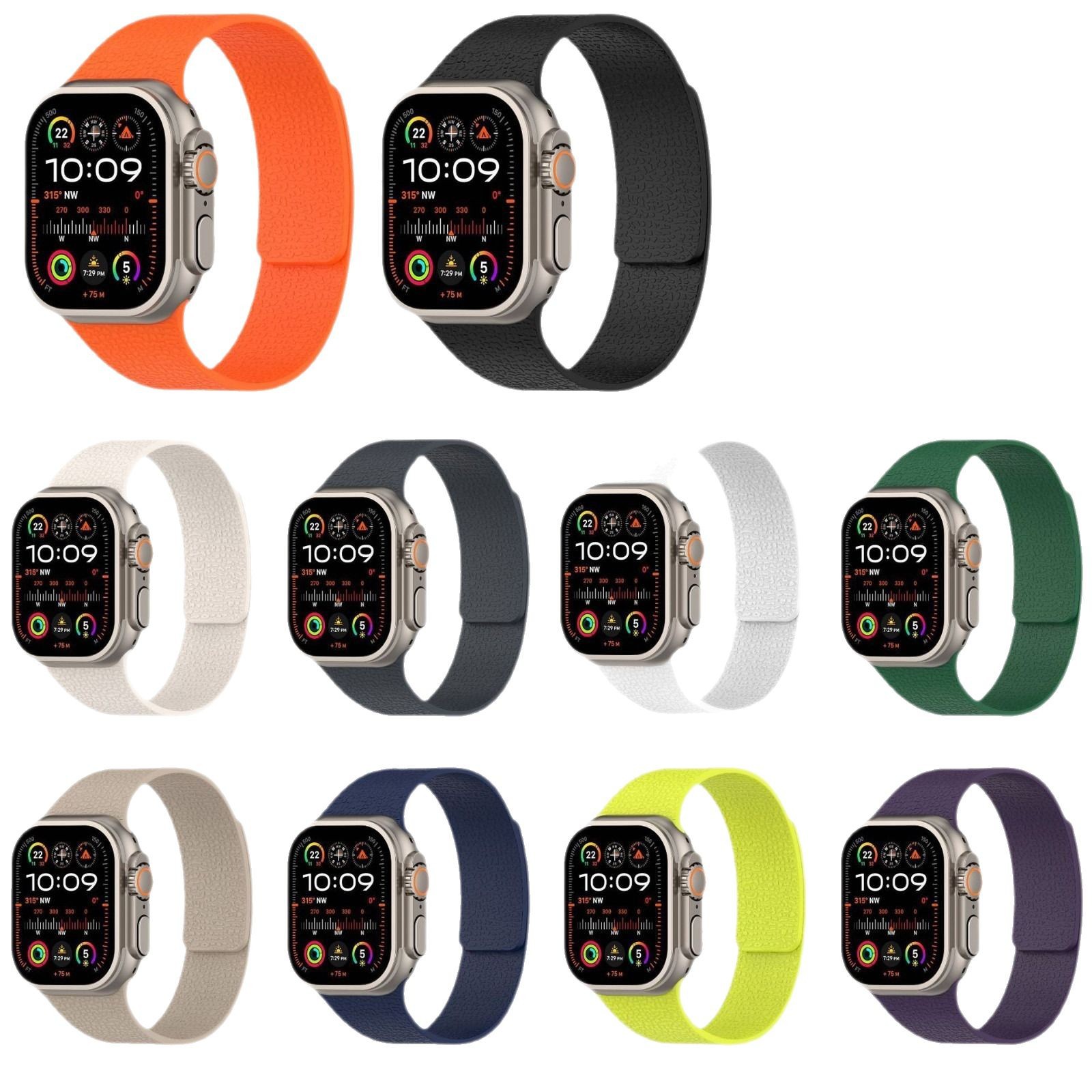 Aplicable para iwatch10 pulsera de manzana de silicona de absorción para mujeres estampado de lichi S9 avanzado ultra hombre SE9876