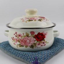 搪瓷汤锅加厚搪瓷锅双耳炖锅煮面锅奶锅搪瓷盖盆汤锅搪瓷带盖