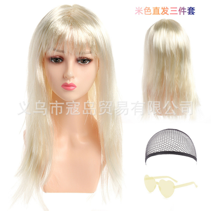 Halloween Long Hair Straight Disco Color Neon Fringe Hair Straight COS Party RPG Show Perruca image 7