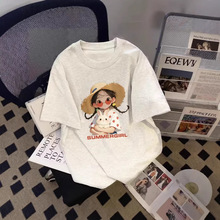 韩系纯棉白灰色短袖t恤女2026新款爆款夏季时尚百搭上衣宽松体恤