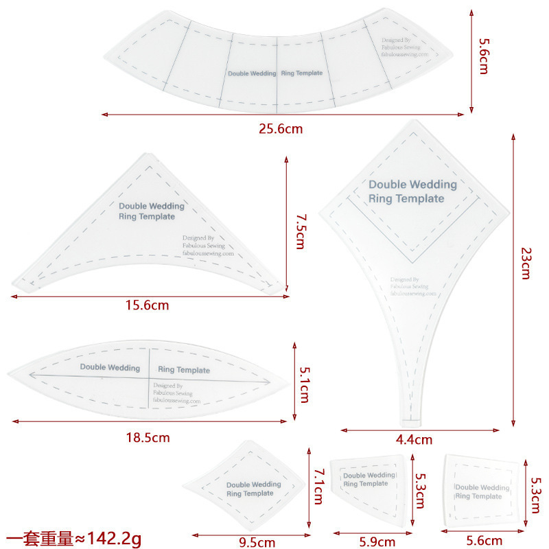 アパレルデザイン定規 アクリル90 ° 特殊形状縫製パッチワーク定規、布をカットするためのダブルストリップ定規、パッチワークテンプレートコレクション|undefined