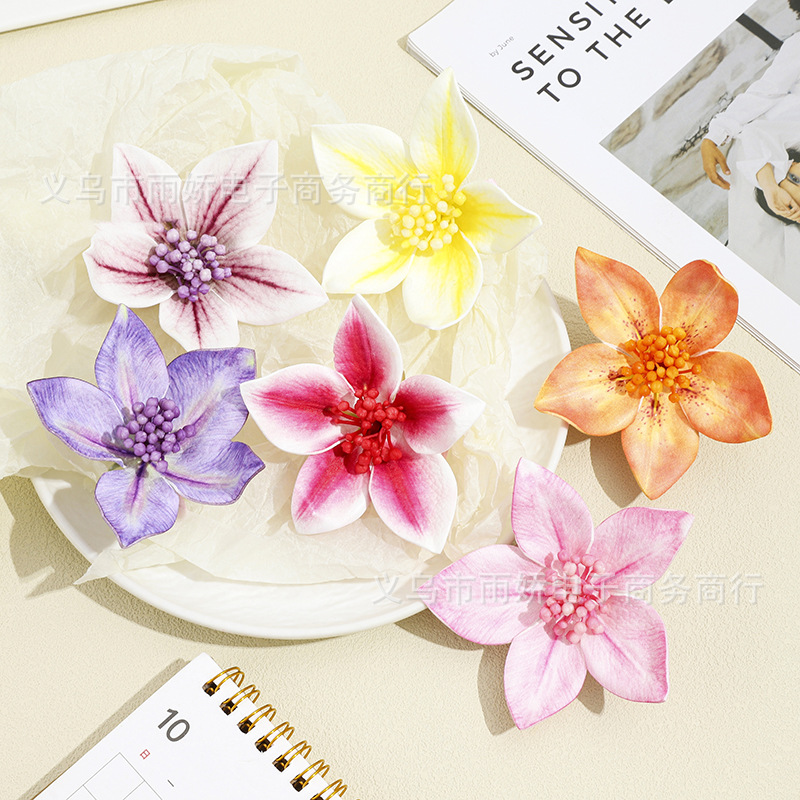 高级感立体蝴蝶兰花发夹女气质夏季简约仿真花假花绝美头饰批发