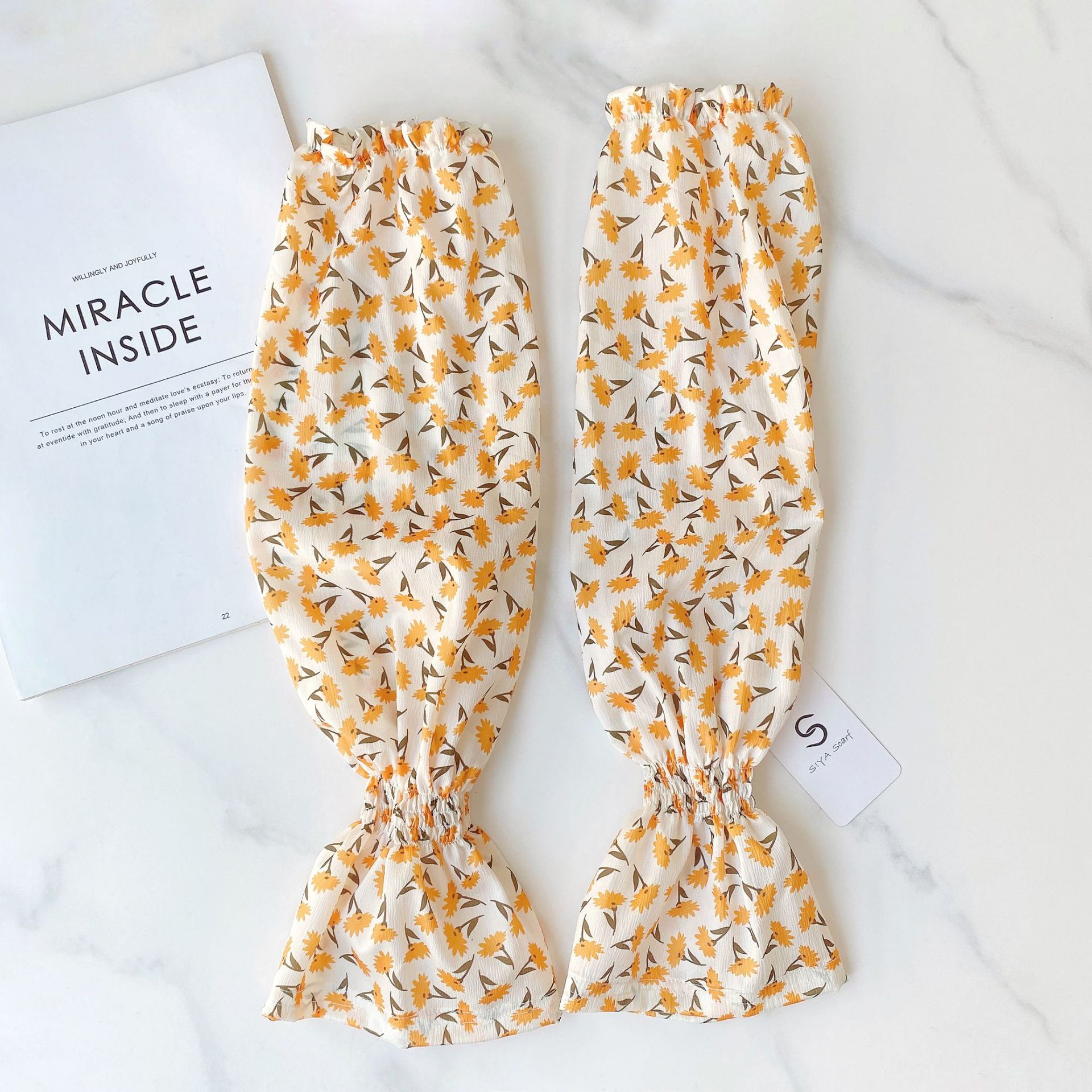 INS elegante floral gasa protección solar manga de hielo decoración de conducción al aire libre protección solar manga de brazo