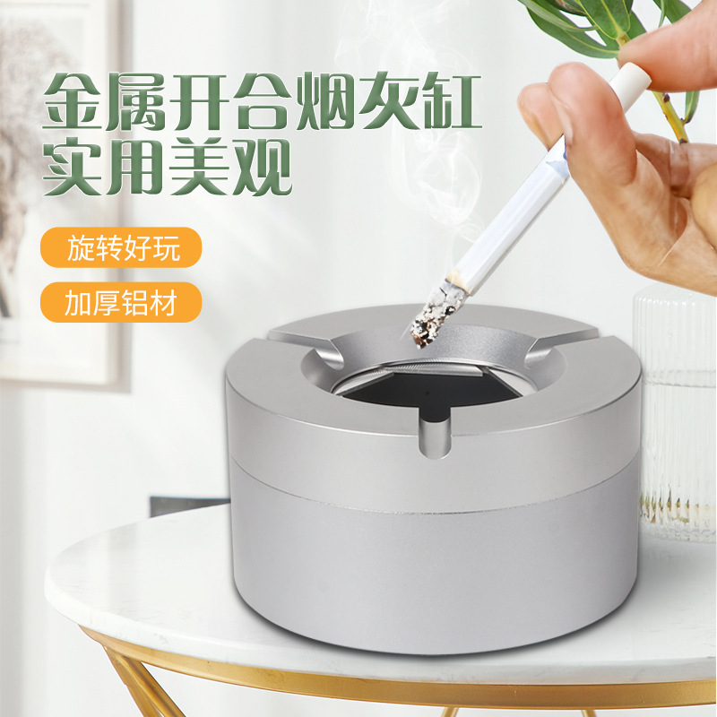 新しい金属製のパーソナライズされたクリエイティブな開閉灰皿、蓋付きホームオフィス、飛散防止灰皿、高価値灰皿|undefined