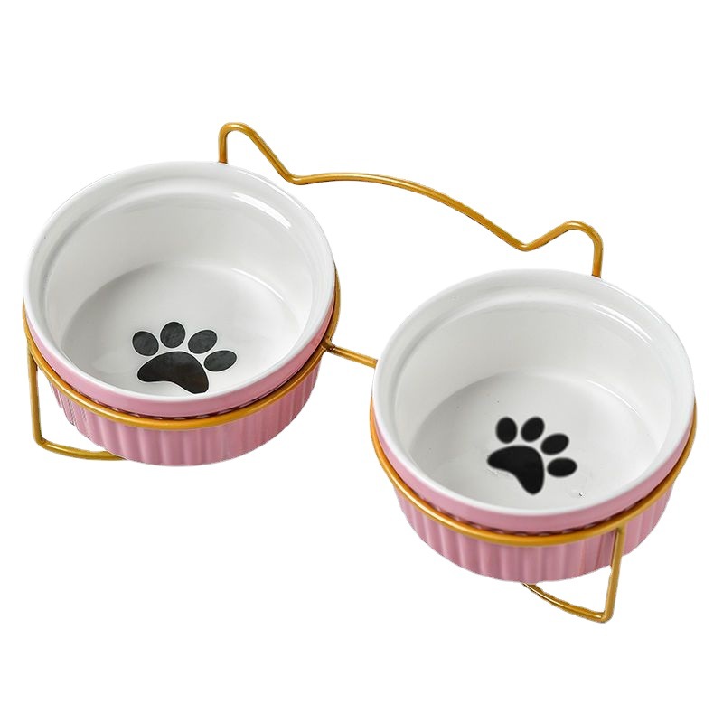 Cerámica doble cuenco cuello para perro y gato cuenco para mascotas cuenco para perros cuenco para perros cuenco para gatos cuenco alimentador para mascotas