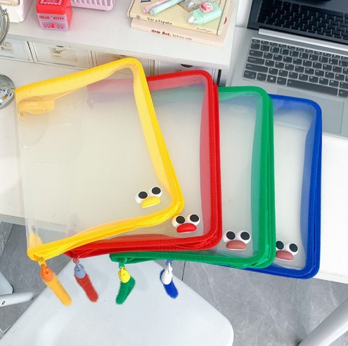 Bolsa de archivo de cremallera transparente A4 colorida de gran capacidad de papel de prueba transparente para estudiantes universitarios bolsa de libro de texto 1