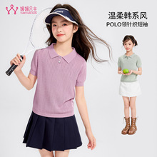 ���¹���ͯװŮͯ����T��2026�¿��ͯ��װ��˿����polo��֯��