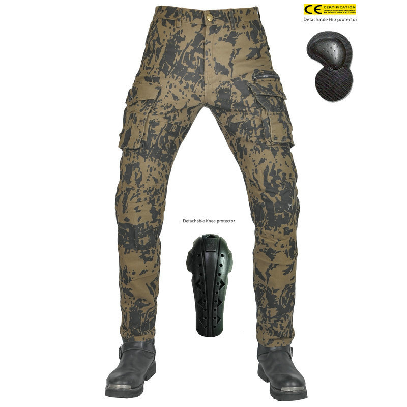 VOLERO jeans de motocicleta para hombres bolsas de herramientas pantalones de camuflaje transpirables pantalones de motocicleta alargados protectores