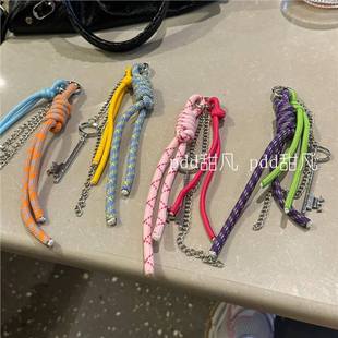 Niche Design Ins Colored Baseball Bag Keychain Pendant for Lovers Hanging Chain Climber Rope Decorative Pendant