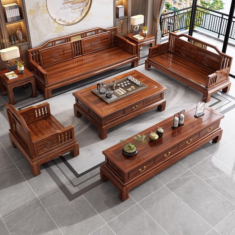 金花梨木实木沙发客厅组合套装新中式别墅轻奢红木家具全实木实用