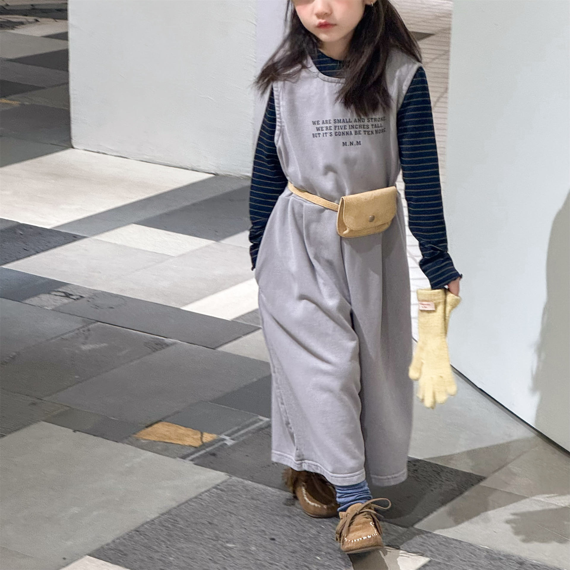 童裤儿童秋连体裤男女童韩系洋气字母印花休闲阔腿裤长裤跨境童装