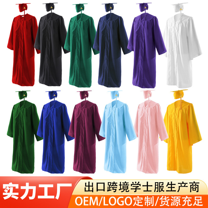 2026 New European and American Style Bachelor's Gown Graduation Gown High School and College Degree Gown Set Factory Direct Sales Wholesale 2026 New European and American Style Bachelor's Gown Graduation Gown High School and College Degree Gown Set Factory Direct Sales Wholesale