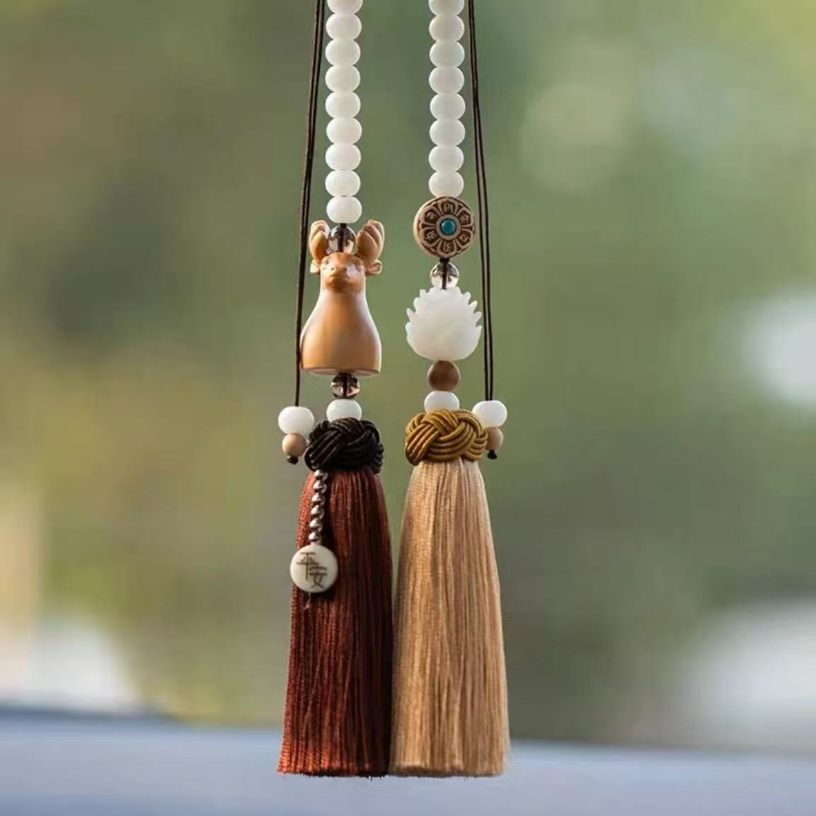 Safe Journey Pendant Car Deer Ornament Car Interior Decoration Car Hanging Decoration Rearview Mirror Pendant for Men and Women