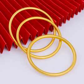 18K仿沙金手镯女抖音直播4N5N古法传承手镯仿真金素圈手环实心