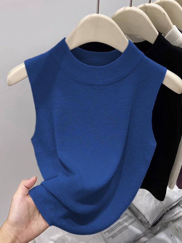 感绝美无袖针织背心女冰丝短款宽松2025夏季新款外穿上衣薄款批发