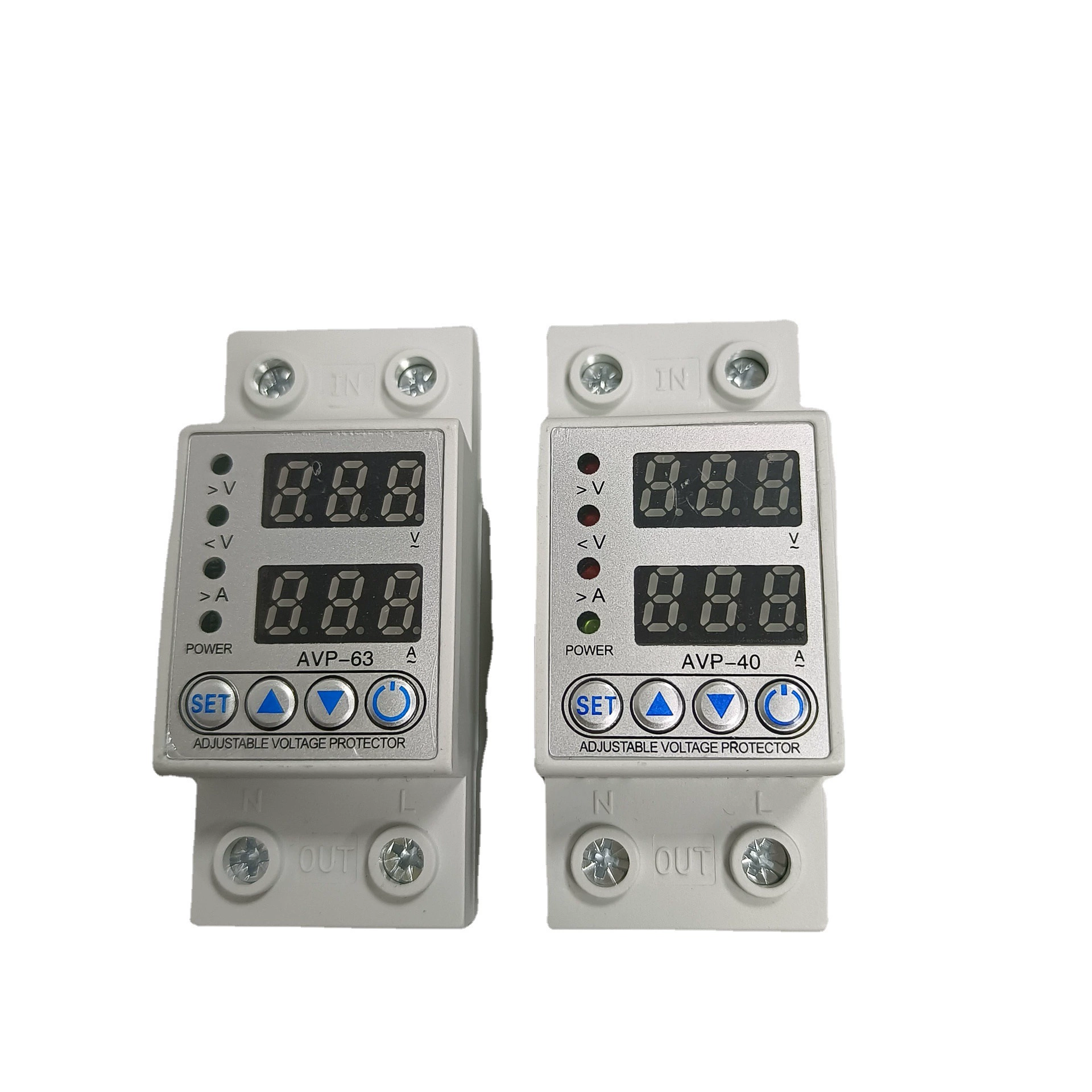 Самодуплексная Регулируемая Защита от перенапряжения по току Двойной светодиодный дисплей 40A 63A 110V Защита от напряжения цифрового дисплея