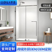 一体式淋浴房家用浴室卫生间屏风型包边带吊夹单移动门间隔淋浴房