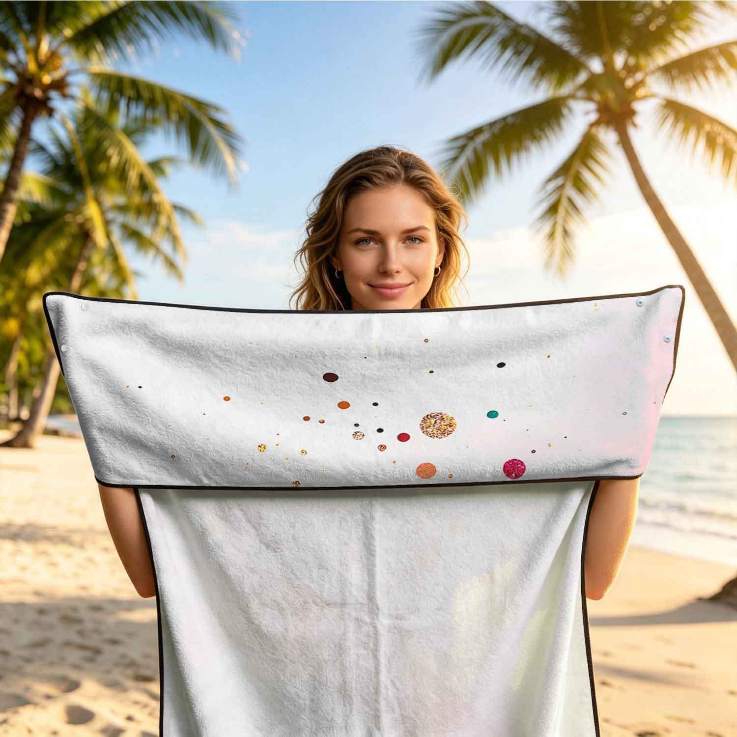Printed bath towel and car seat cover 2-in-1, ultra-fine fiber outdoor beach and car dual-use universal seat cushion